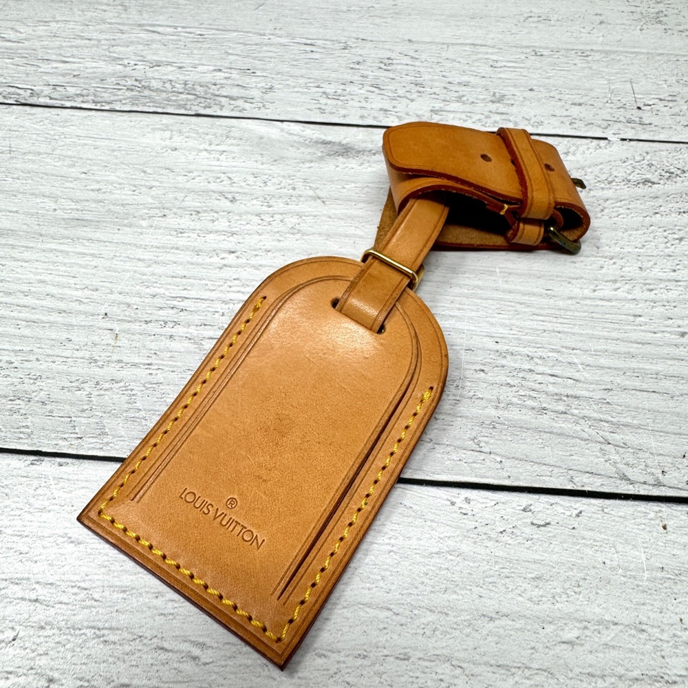 Vintage Louis Vuitton Tan Leather Bag Tag